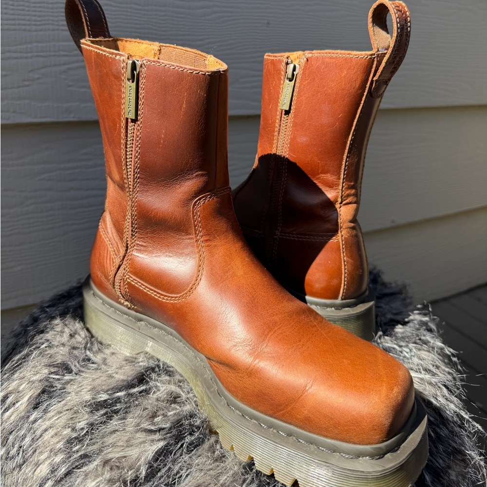 Dr. Martens Brown Leather Platform Chelsea Boots - Picture 9 of 13